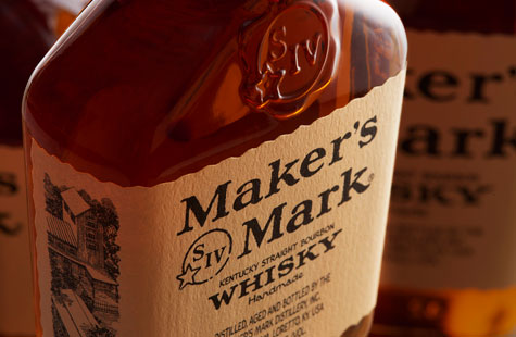 Maker's Mark whiskey label with color texture.