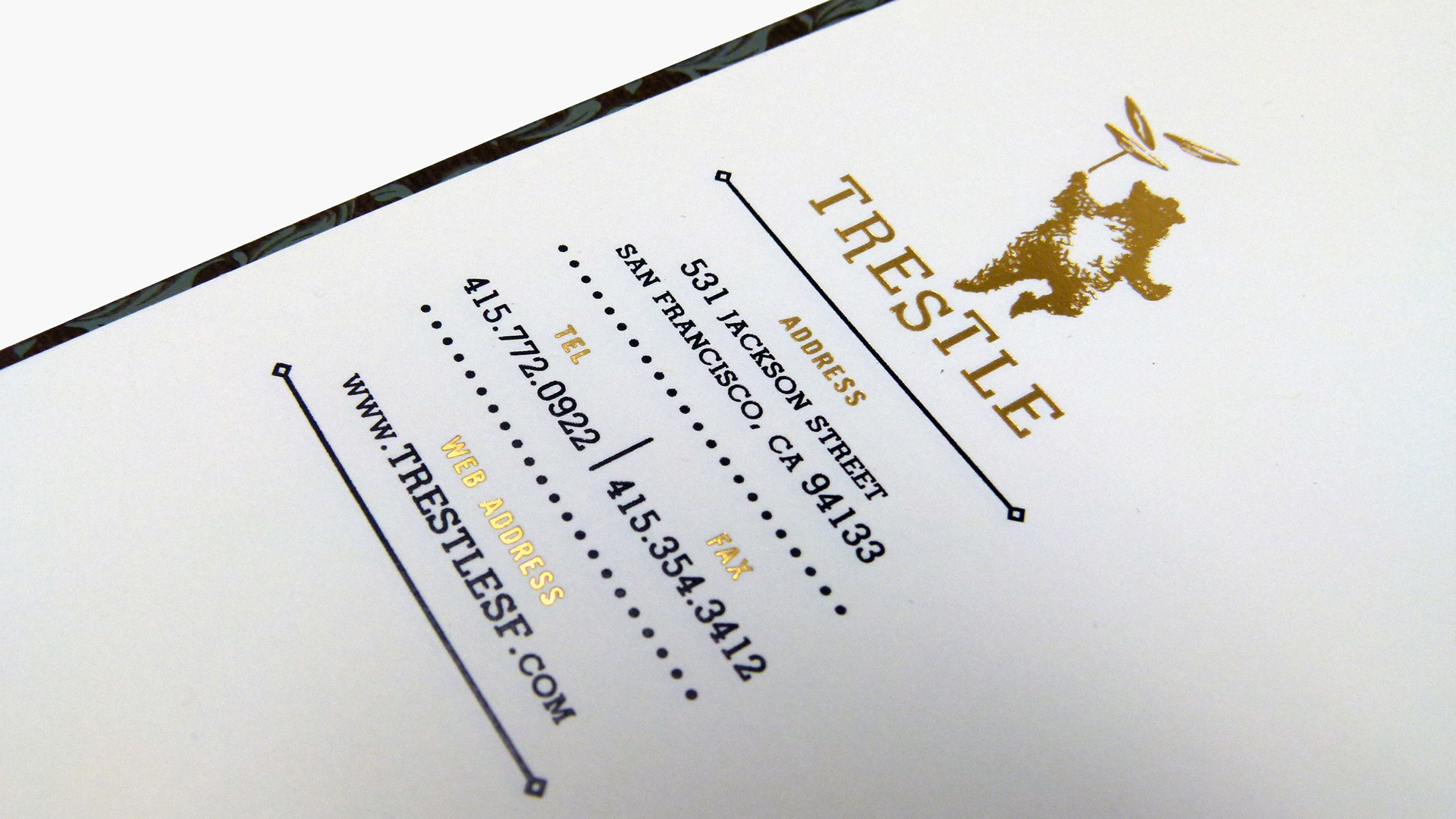 Trestle Restaurant Menus and Business Cards - PaperSpecs